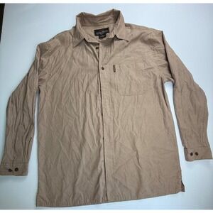 Weatherproof Houndstooth Button-Up Shirt Men's Size M Long Sleeve Tan Casual
